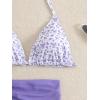 imageSOLY HUX Girls Summer Swimsuit Set Floral Halter Triangle Bikini Set with Wrap Skirts BeachwearPurple and White