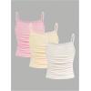 imageSOLY HUX Girls Tank Tops 3 Packs Cute Ruched Spaghetti Strap Camisole Slim Fit UndershirtsApricot Yellow Pink