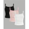 imageSOLY HUX Girls Tank Tops 3 Packs Cute Ruched Spaghetti Strap Camisole Slim Fit UndershirtsLight Pink White Black