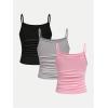 imageSOLY HUX Girls Tank Tops 3 Packs Cute Ruched Spaghetti Strap Camisole Slim Fit UndershirtsPink Grey Black