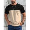 imageSOLY HUX Mens Color Block Graphic Tees Print Short Sleeve Round Neck T Shirt Top Khaki and Black Large