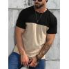 imageSOLY HUX Mens Color Block Graphic Tees Print Short Sleeve Round Neck T Shirt Top Khaki and Black Large