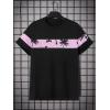 imageSOLY HUX Mens Color Graphic Letter Print Short Sleeve T Shirt Casual Summer Tee TopsBlack Tropical
