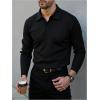 imageSOLY HUX Mens Long Sleeve Ribbed Work Shirts Pullover Collared Business Casual Tops Office ClothesPure Black