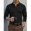 imageSOLY HUX Mens Long Sleeve Ribbed Work Shirts Pullover Collared Business Casual Tops Office ClothesPure Black