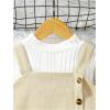 imageSOLY HUX Toddler Girls 2 Piece Outfits Mock Neck Long Sleeve Tee and Button Front Overall Dress SetApricot
