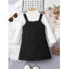 imageSOLY HUX Toddler Girls 2 Piece Outfits Mock Neck Long Sleeve Tee and Button Front Overall Dress SetBlack and White
