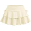 imageSOLY HUX Girls Cute Mini Skirts High Waisted Ruffle Layered Skirts Swing Flowy Skater Tennis SkirtPlain Beige