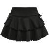 imageSOLY HUX Girls Cute Mini Skirts High Waisted Ruffle Layered Skirts Swing Flowy Skater Tennis SkirtPlain Black