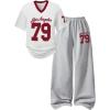 imageSOLY HUX Girls Sporty Outfits Number Graphic Jersey Shirt and Baggy Sweatpants Suit 2 Piece SetWhite Grey 79