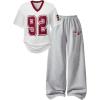 imageSOLY HUX Girls Sporty Outfits Number Graphic Jersey Shirt and Baggy Sweatpants Suit 2 Piece SetWhite and Grey