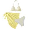 imageSOLY HUX Girls Summer Swimsuit Set Floral Halter Triangle Bikini Set with Wrap Skirts BeachwearYellow and White