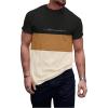 imageSOLY HUX Mens Color Block Graphic Tees Print Short Sleeve Round Neck T Shirt Top Black and Brown Letter Medium
