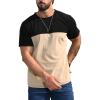 imageSOLY HUX Mens Color Block Graphic Tees Print Short Sleeve Round Neck T Shirt Top Khaki and Black Large