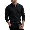 imageSOLY HUX Mens Long Sleeve Ribbed Work Shirts Pullover Collared Business Casual Tops Office ClothesPure Black