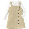 imageSOLY HUX Toddler Girls 2 Piece Outfits Mock Neck Long Sleeve Tee and Button Front Overall Dress SetApricot