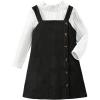 imageSOLY HUX Toddler Girls 2 Piece Outfits Mock Neck Long Sleeve Tee and Button Front Overall Dress SetBlack and White
