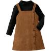 imageSOLY HUX Toddler Girls 2 Piece Outfits Mock Neck Long Sleeve Tee and Button Front Overall Dress SetMulticolor