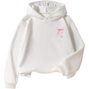 imageSOLY HUX Girls Cute Hoodies Pullover Graphic Hooded Sweatshirts Long Sleeve Shirts Preppy ClothesWhite Bow