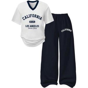 imageSOLY HUX Girls Sporty Outfits Number Graphic Jersey Shirt and Baggy Sweatpants Suit 2 Piece SetBlack White Letter