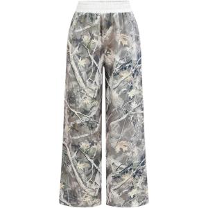 imageSOLY HUX Girls Y2k Camo Sweatpants Elastic Waist Wide Leg Baggy Pants with Pockets StreetwearArmy Green Camo
