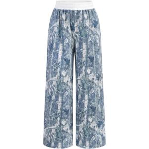 imageSOLY HUX Girls Y2k Camo Sweatpants Elastic Waist Wide Leg Baggy Pants with Pockets StreetwearLight Grey Maple Leaf
