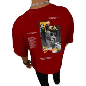 imageSOLY HUX Mens Graphic Tees Figure Letter Print Short Sleeve Designer T Shirt Summer Tee TopsBurgundy Figure