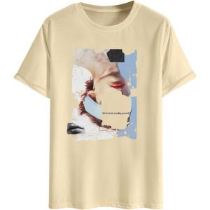 imageSOLY HUX Mens Graphic Tees Figure Letter Print Short Sleeve Designer T Shirt Summer Tee TopsKhaki Graphic