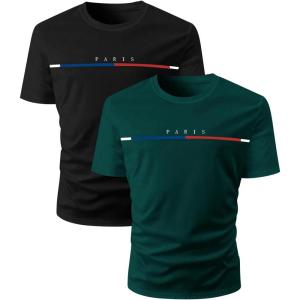 imageSOLY HUX Mens Letter Graphic Tee Tops Classic Short Sleeve Crew Neck TShirts 2 PieceBlack and Teal Blue