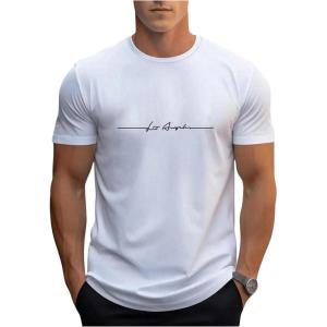imageSOLY HUX Mens Letter Graphic Tees Short Sleeve Round Neck T Shirt Summer Casual Tops White Letter Medium