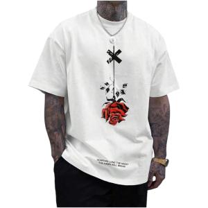 imageSOLY HUX Mens Oversized T Shirts Graphic Tees Summer Short Sleeve Crew Neck Baggy Vintage TopsWhite Floral