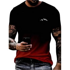 imageSOLY HUX Mens Summer Short Sleeve T Shirts Casual Ombre Print Crew Neck Tee TopsRed Black Graphic
