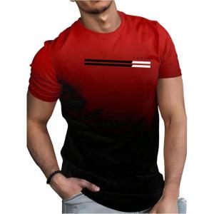imageSOLY HUX Mens T Shirts Ombre Short Sleeve Crew Neck Classic Tee Tops Summer StreetwearBlack Red Multi