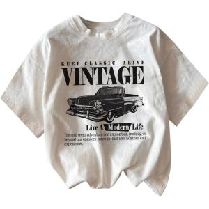 imageSOLY HUX Womens Oversized T Shirts Graphic Tees Casual Vintage Summer Tops Half Sleeve ShirtsWhite Car