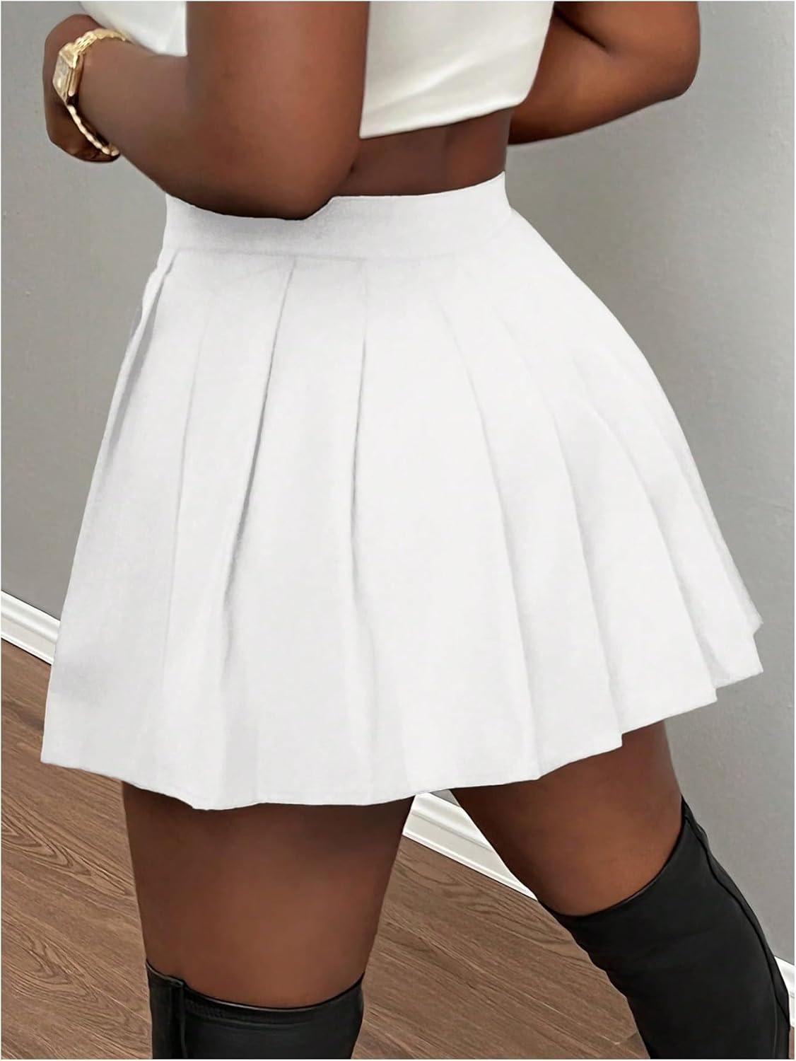 imageSOLY HUX Womens Pleated Mini Skirt High Waisted A Line Going Out Casual SkirtsPlain White