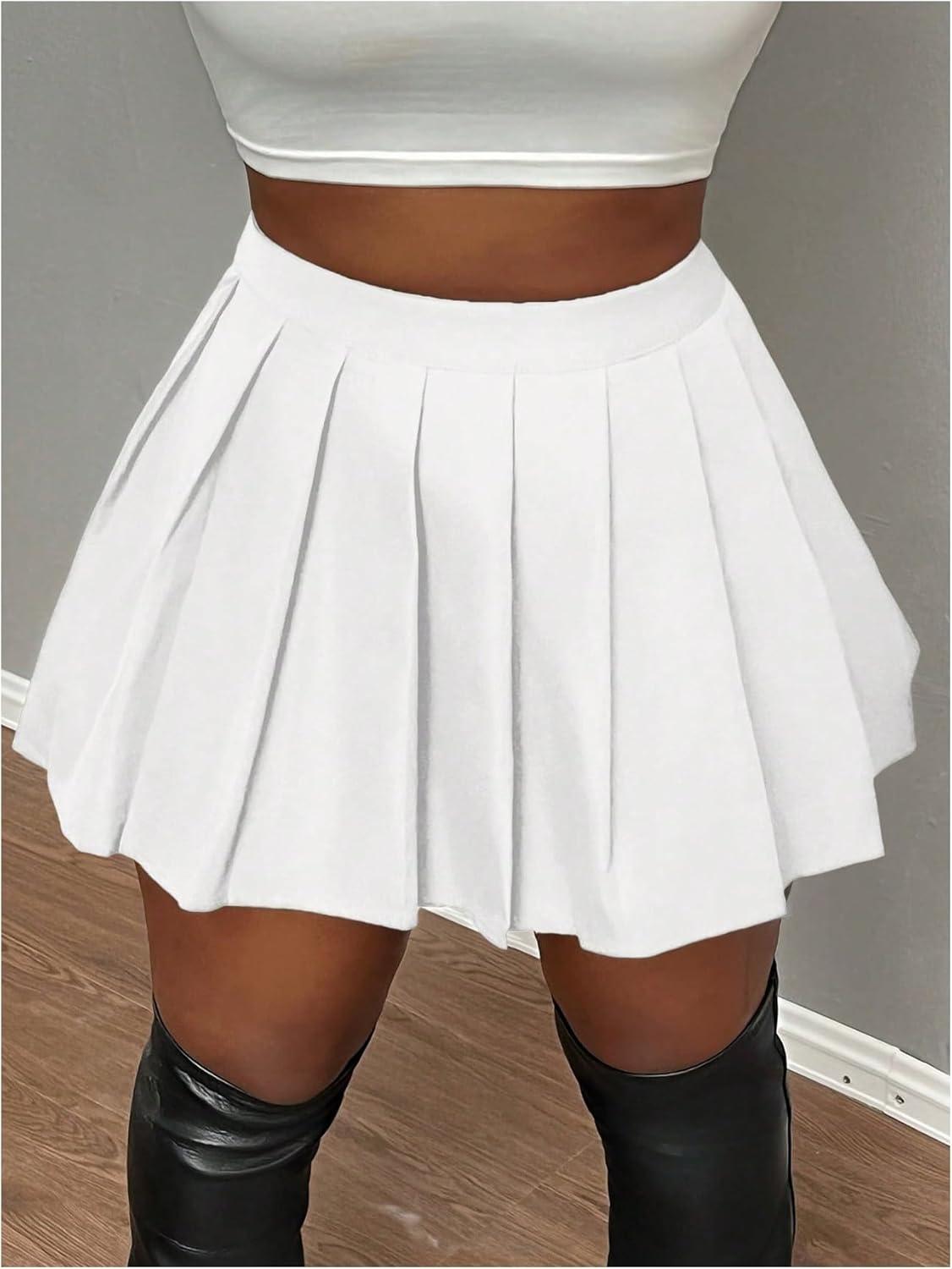 imageSOLY HUX Womens Pleated Mini Skirt High Waisted A Line Going Out Casual SkirtsPlain White