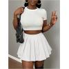imageSOLY HUX Womens Pleated Mini Skirt High Waisted A Line Going Out Casual SkirtsPlain White