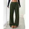 imageSOLY HUX Womens Drawstring Sweatpants Low Rise Baggy Wide Leg Pants with PocketsArmy Green Letter