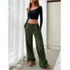imageSOLY HUX Womens Drawstring Sweatpants Low Rise Baggy Wide Leg Pants with PocketsArmy Green Letter