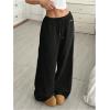imageSOLY HUX Womens Drawstring Sweatpants Low Rise Baggy Wide Leg Pants with PocketsBlack Letter Patched