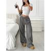 imageSOLY HUX Womens Drawstring Sweatpants Low Rise Baggy Wide Leg Pants with PocketsDark Grey Letter