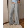 imageSOLY HUX Womens Drawstring Sweatpants Low Rise Baggy Wide Leg Pants with PocketsLight Grey Letter