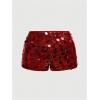 imageSOLY HUX Womens Sparkly Sequin Micro Shorts Y2k Low Rise Mini Booty Shorts Rave ClubwearPlain Red