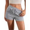 imageSOLY HUX Womens Drawstring High Waisted Shorts Straight Leg Ribbed Knit Lounge Shorts with PocketsSolid Light Grey