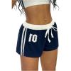 imageSOLY HUX Womens Summer Mini Shorts Number Graphic Striped Drawstring Elastic Waist Casual Track ShortsDark Blue Letter