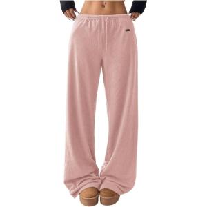 imageSOLY HUX Womens Drawstring Sweatpants Low Rise Baggy Wide Leg Pants with PocketsPink Letter