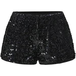 imageSOLY HUX Womens Sparkly Sequin Micro Shorts Y2k Low Rise Mini Booty Shorts Rave ClubwearPure Black Sequin