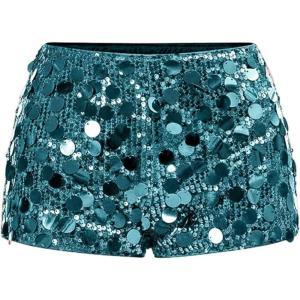 imageSOLY HUX Womens Sparkly Sequin Micro Shorts Y2k Low Rise Mini Booty Shorts Rave ClubwearPure Blue Sequin