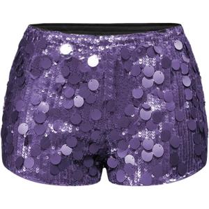imageSOLY HUX Womens Sparkly Sequin Micro Shorts Y2k Low Rise Mini Booty Shorts Rave ClubwearPure Purple