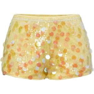 imageSOLY HUX Womens Sparkly Sequin Micro Shorts Y2k Low Rise Mini Booty Shorts Rave ClubwearPure Yellow